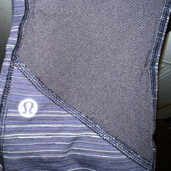 Lululemon Speed Crop Cyber Stripe Naval Blue Black Leggings - Picture 10 of 11